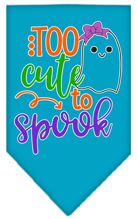 Too Cute to Spook-Girly Ghost Screen Print Bandana Turquoise Large